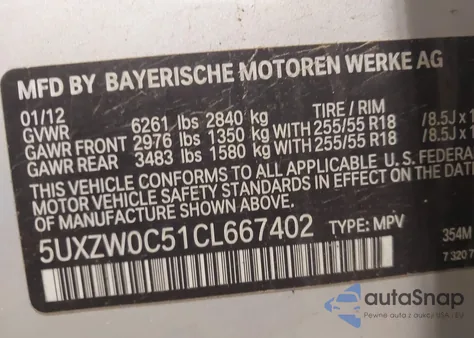 2012 BMW X5 xDrive35D from USA, damaged, VIN 5UXZW0C51CL667402